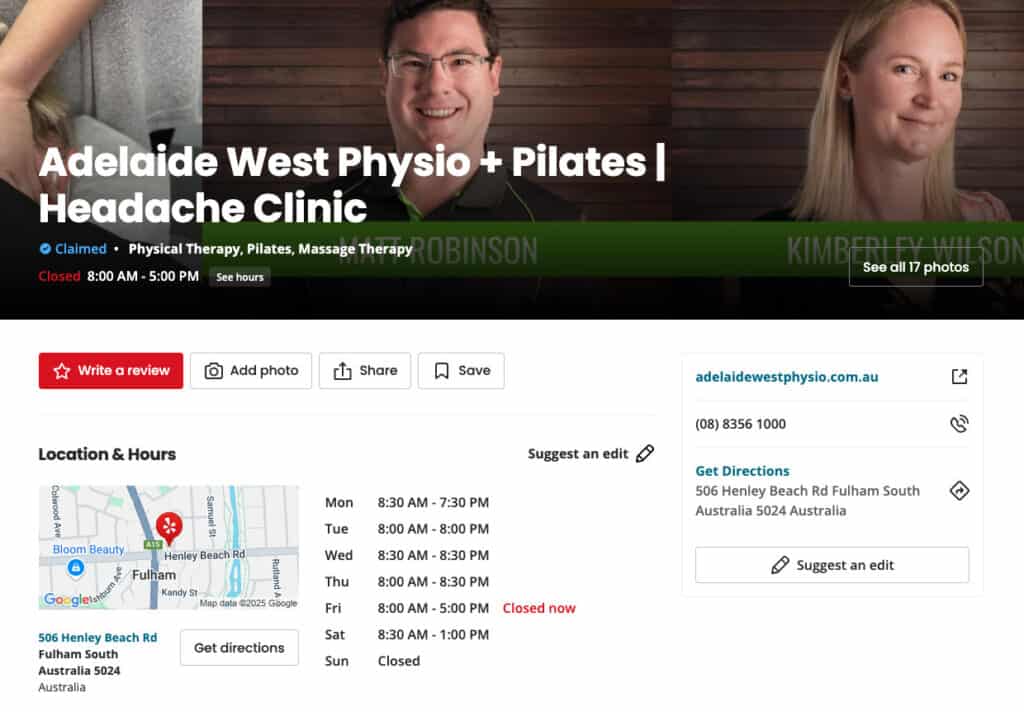 yelp review adelaide west physio headache clinic